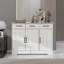 Buffet avec tablettes réglables - 3 tiroirs à portes de style blanc, blanc, E1, convenant à diverses pièces