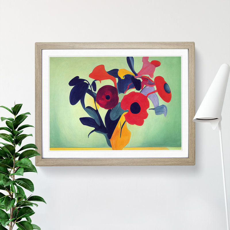 Unbeatable Modern Flowers - Framed Print, 25cm H x 34cm W x 2cm D, Oak Framed