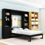 Grand lit escamotable en bois avec tablettes et armoires intégrées-358215125