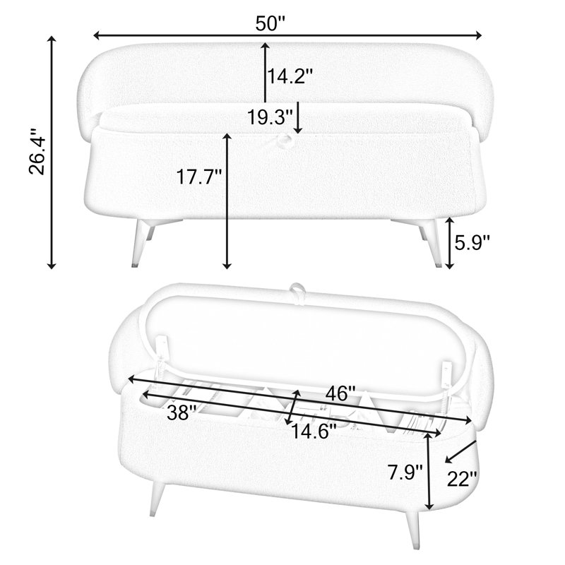 Banc de rangement en bois Nakota, Rose