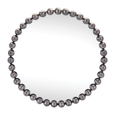 Miroir mural rond en métal perlé 23,5 po