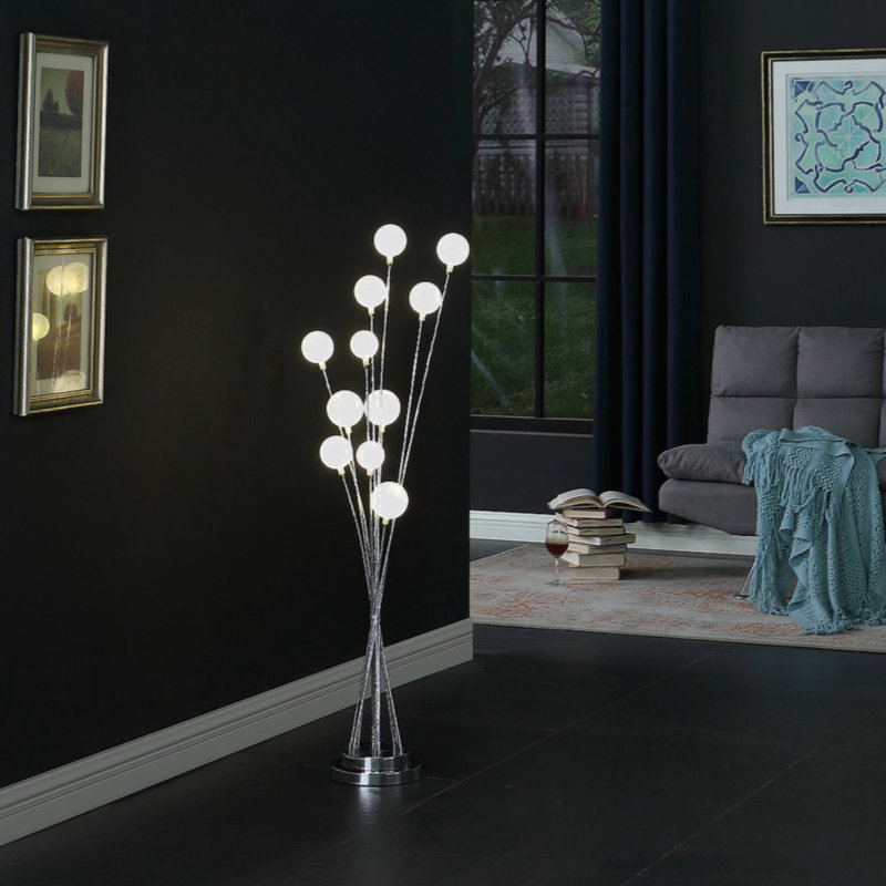 Mechaela 46'' LED Novelty Floor Lamp, Silver Chrome