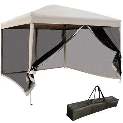 Chapiteau portatif 210d avec moustiquaire - 3 m x 3 m pour jardin, terrasse, hauteur réglable, peut accueillir jusqu'à 10 personnes. Installation facile. Tente pliante spacieuse et facile à transporter. Parfait pour les événements en extérieur.