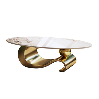 Faux Marble Oval Coffee Table