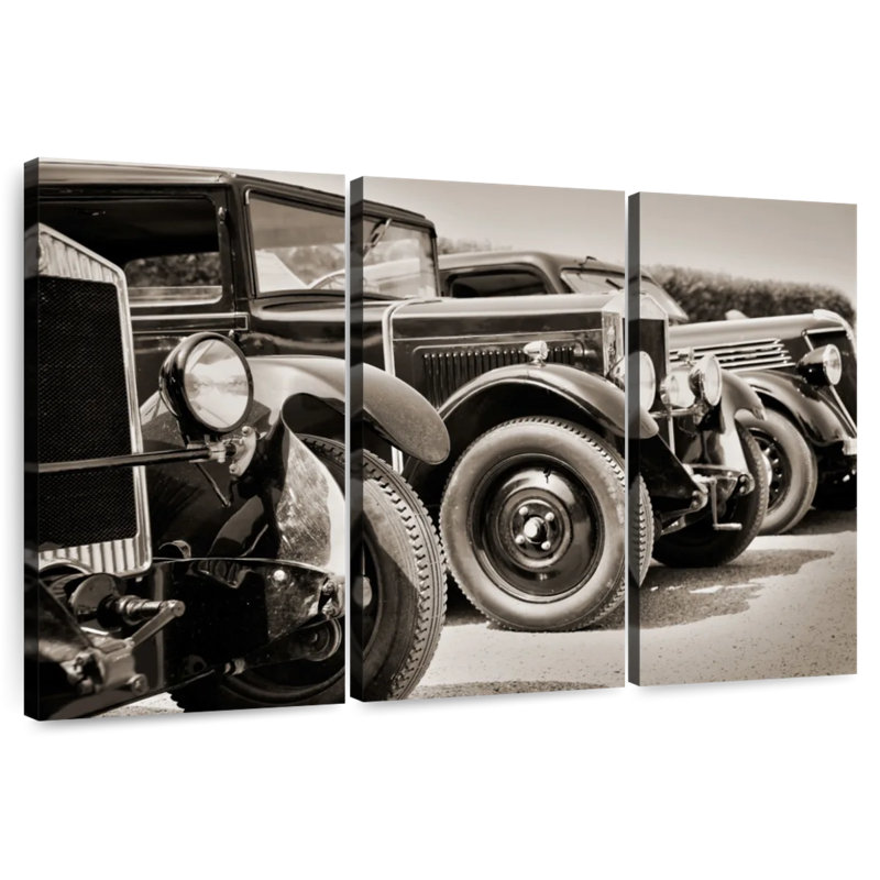 Mehar Monochromatic Antique Cars, 32" H x 50" W