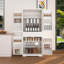 Buffet blanc durable avec 3 tiroirs et 2 compartiments de rangement, parfait pour l'organisation de la cuisine et de la salle à manger.