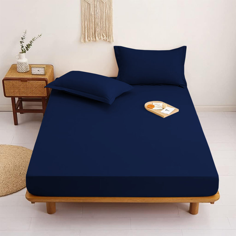 Aspire Homeware Ultra Soft 40cm Deep Fitted Sheet for Extra Deep Mattress and Cozy Sleep, Double (4'6), Navy