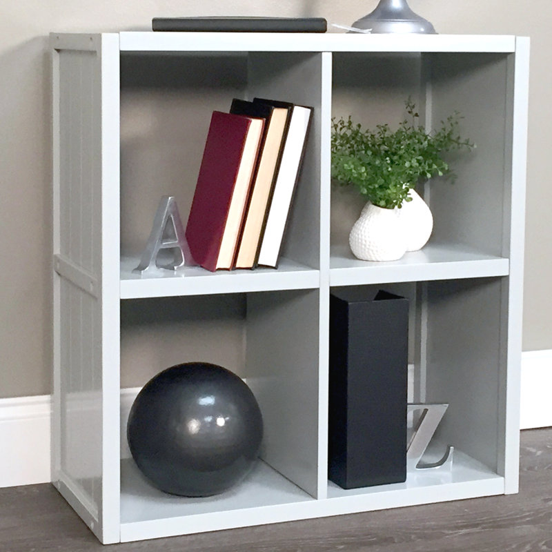 John Louis Home Solid Wood Cube Organizer, Gray, (4 Shelves) 27.75"H x 25.5"W x 11.75D