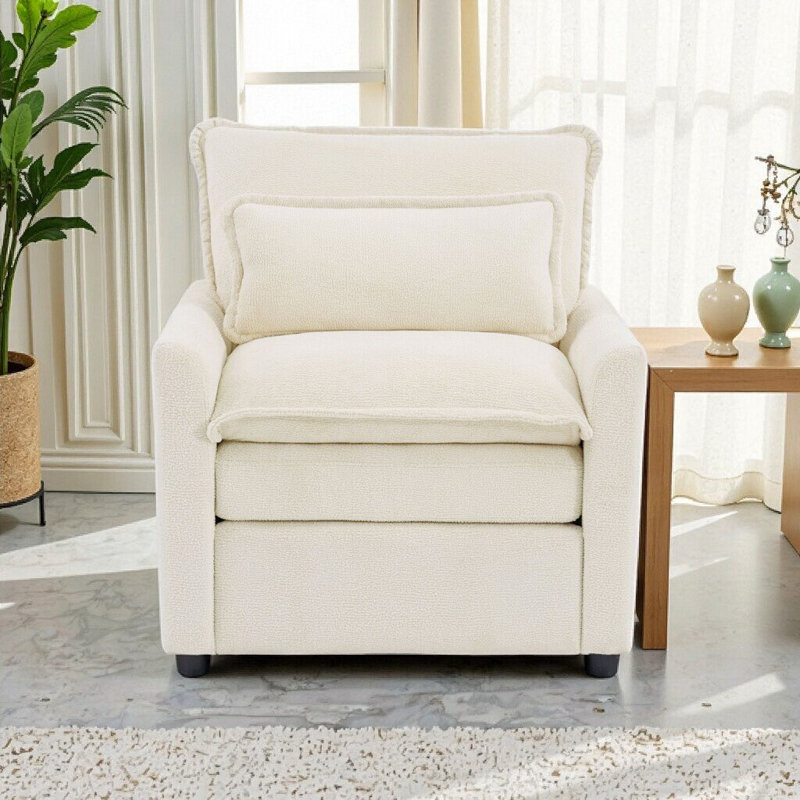 Fauteuil d'appoint moderne à une place avec poches de rangement, revêtement moelleux moelleux, capacité de poids de 300 lb
