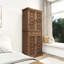 Armoire 4 portes en noyer avec 1 tiroir, capacité de 210 lb, porte à motif symétrique, tablettes intérieures réglables, résistant aux rayures, imperméable, charnière à 180 degrés, charge de 210 lb, 4 portes étincelantes, installation facile, imperméable