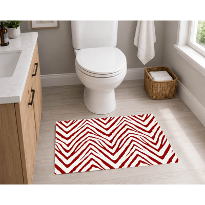 Tapis de toilette rectangulaire absorbant et antidérapant à rayures zébrées