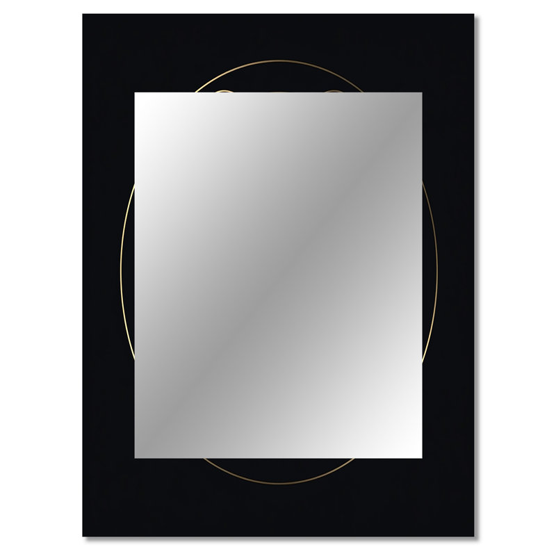Or, géométrie sacrée Visions sur noir - miroir mural géométrique unique, miroir doré, impression sur métal, 40 po x 30 po