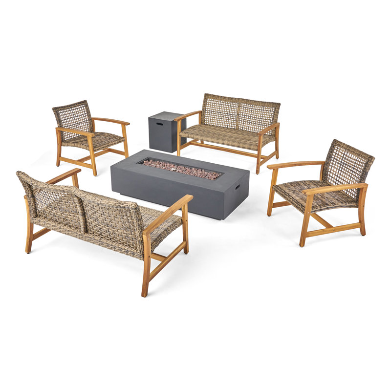 Cascante 6-Person Outdoor Conversation Set, Natural
