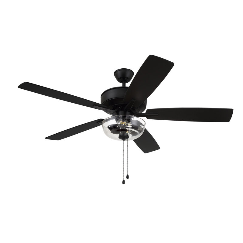 Pro Plus 101 Clear Bowl Light Kit 52'' Ceiling Fan with Light Kit, Flat Black