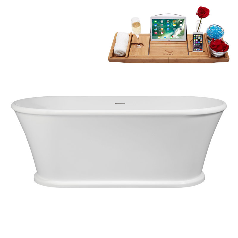 Baignoire autoportante et plateau 65 "avec drain interne Streamline, Laiton brossé