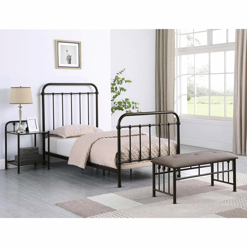 Lit simple traditionnel en métal foncé bronze pour la chambre à coucher - Style élégant avec finition intemporelle