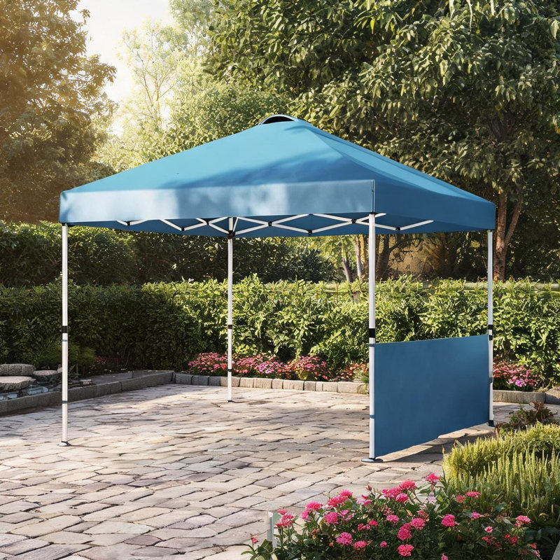 Pavillon de jardin en métal bleu et tissu Oxford pour espace extérieur avec rangement et conception réglable
