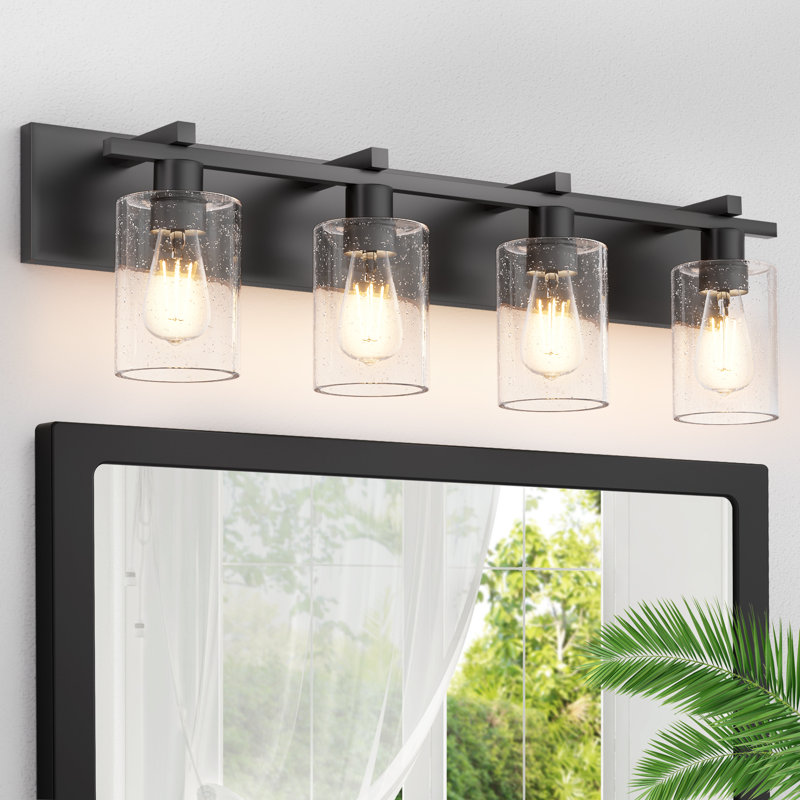 Passyunk Dimmable Vanity Light, 4, Matte Black, Bubble