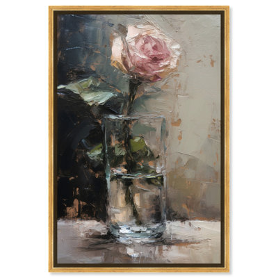 «Rose in A Glass of Water», art mural floral élégant par Art Remedy