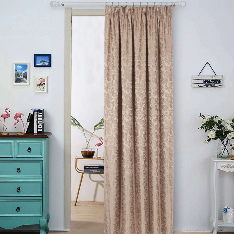 Melany Pencil Pleat Room Darkening Door Curtain, 114 W x 213 D cm, Natural