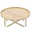 Table basse à plateau rond en chêne et or