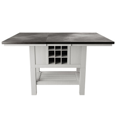 Et table de salle à manger à hauteur de comptoir 1Pc avec 2X feuilles de rangement sous la table en bois massif