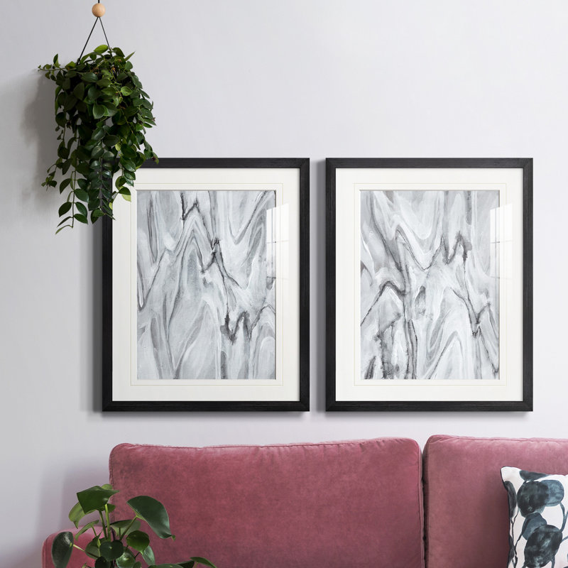 Marbré blanc III, reproduction encadrée de qualité supérieure, prête à être accrochée