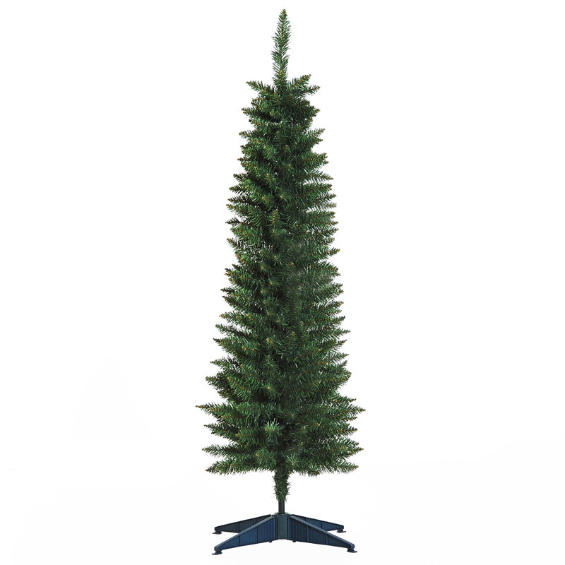 5ft Unlit Artificial Christmas Tree, Pencil Xmas Tree with Realistic Branches, Green