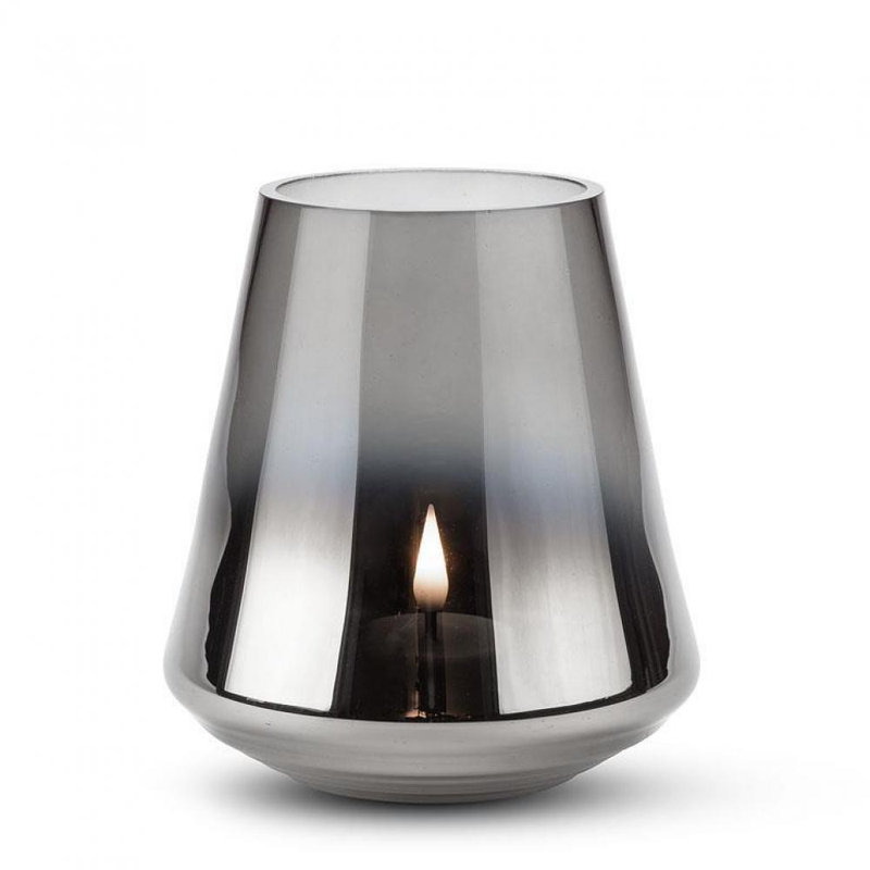 4.5'' H Glass Tabletop Hurricane, Gray/Silver