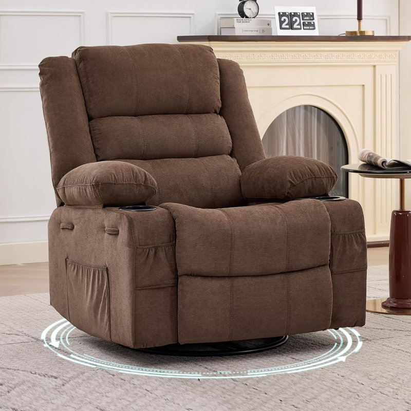 Chaise berçante inclinable pour adultes, polyuréthane, Similicuir brun
