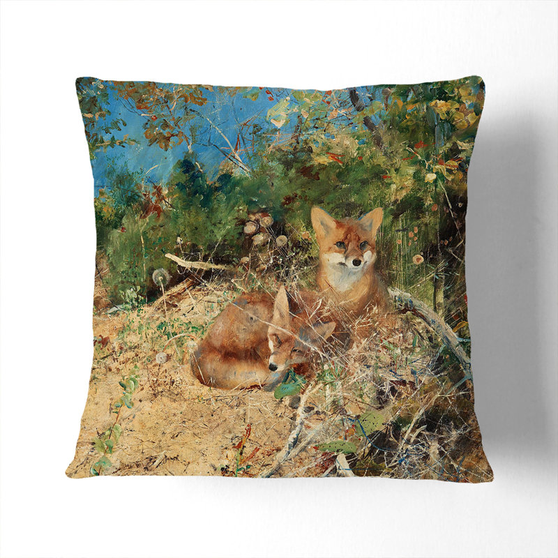 Fox Cubs Scatter Cushion, Black, 40cm H x 40cm W x 15cm D