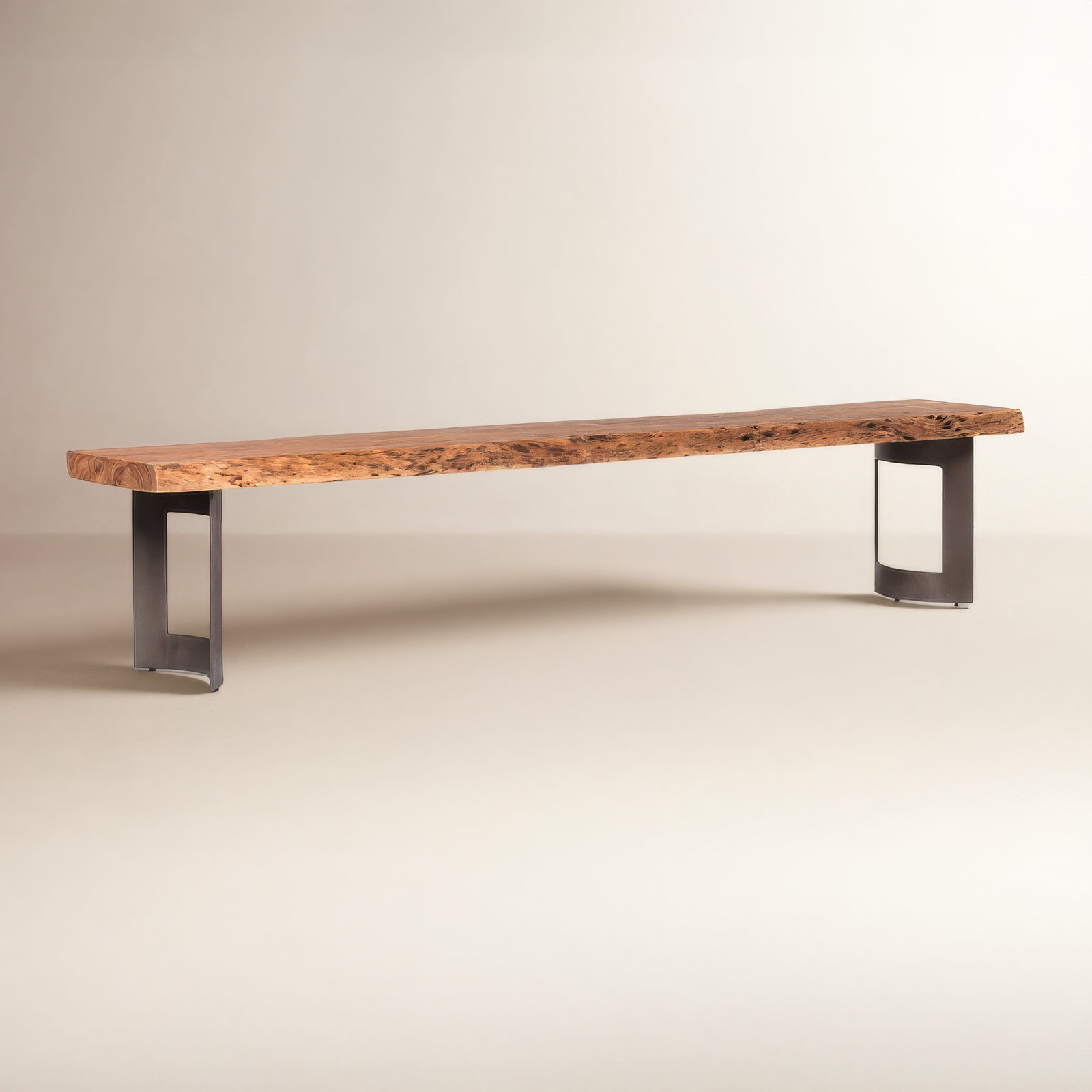 Burnell solid wood Bench, Brown/Black, 18" H x 76" W x 15" D