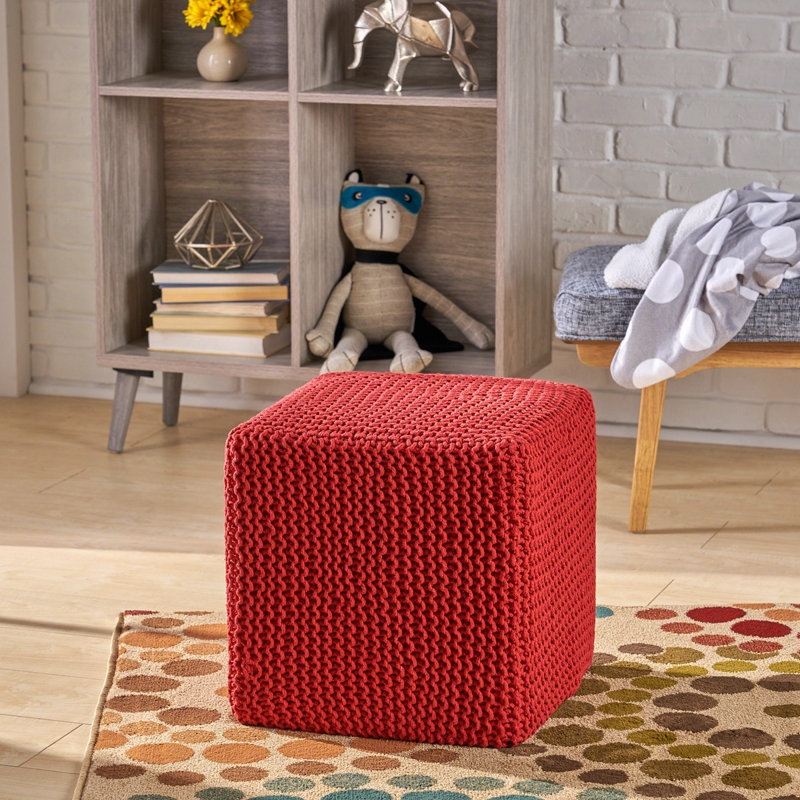 TABOURET EN TRICOT TRICOTÉ, Rouge