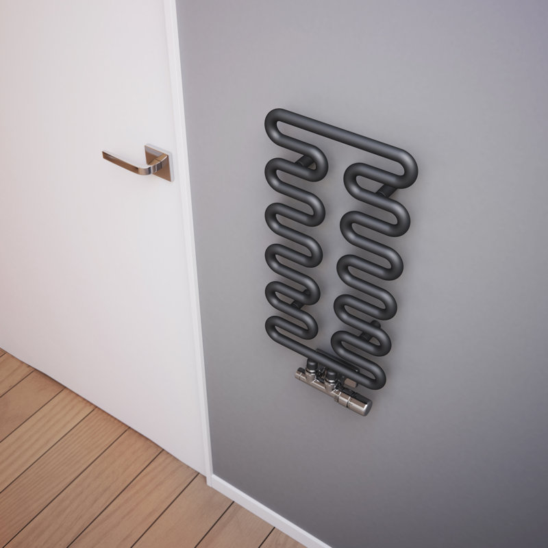 Aire Heated Towel Rail, 62.1 cm H x 30 cm W x 7.8 cm D, Dark Grey