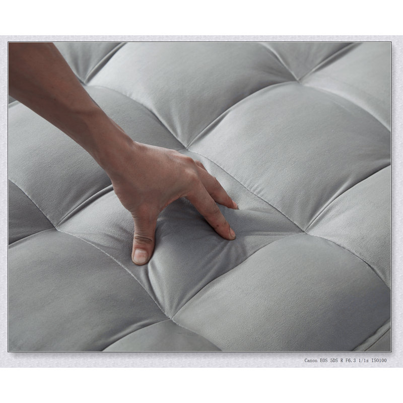 Canapé-lit convertible en velours avec coussin amovible, parfait pour les espaces de vie modernes et compacts, Gris
