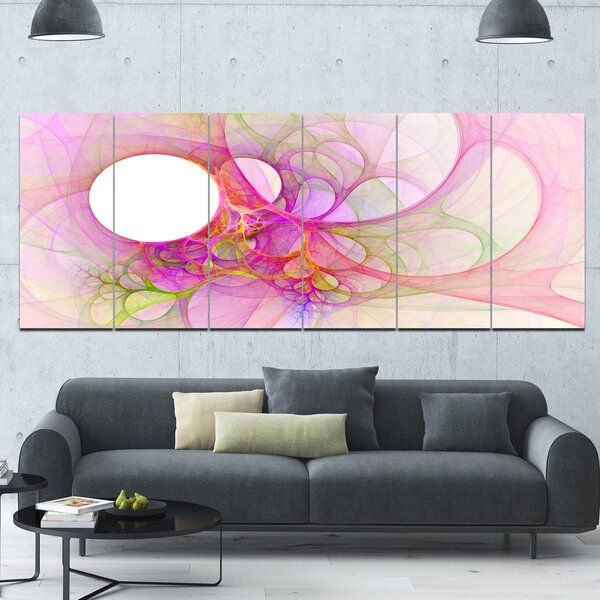 DesignArt Light Pink Angel Wings On White On Canvas Print | Wayfair