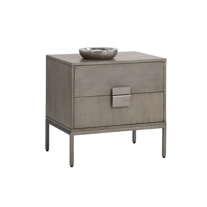 2 - Drawer Nightstand, Gray