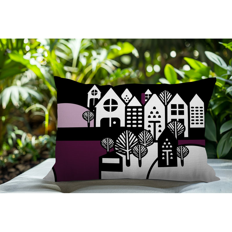 Oreiller rectangulaire réversible intérieur / extérieur Hansen, Rectangle H 14 po x l 20 po, Mauve