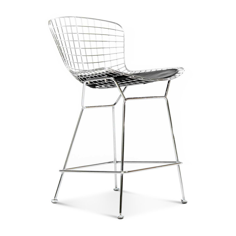 Ensemble de deux tabourets de bar Bertoia avec cadre noir