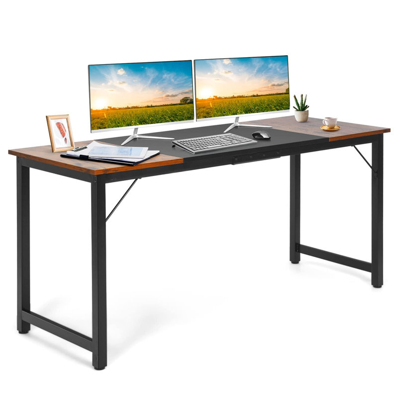 Metal Base Standing Desk, Brown