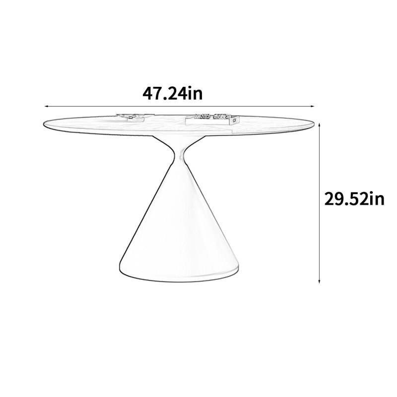 Modern Medieval Style Dining Table, 29.52"H x 47.24"L x 47.24"W