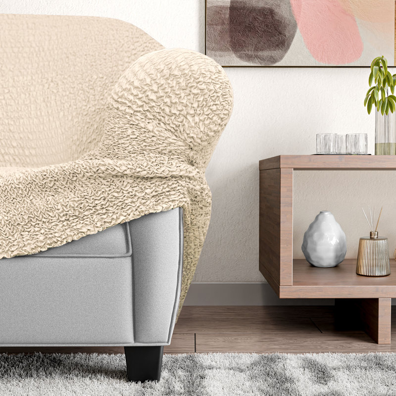 Housse extensible pour canapé - Facile à nettoyer et durable - Collection Confort, H 35 po x l 110 po x P 40 po, Crème, crème