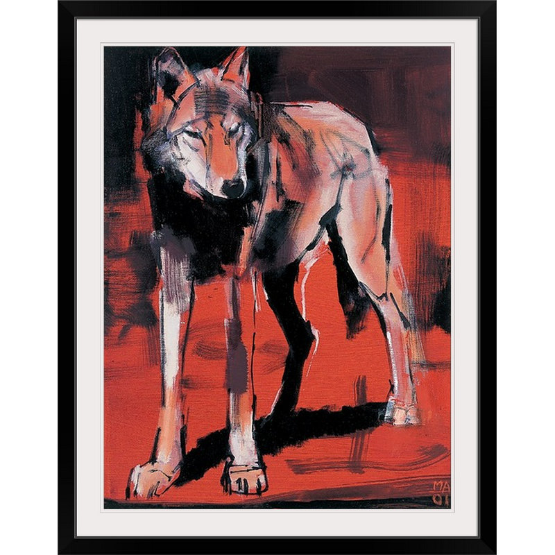 «Yusef Summer Wolf, 2001 (Mixed Media Print)» par Mark Adlington, impression, H 24 po x l 20 po x P 1 po, Cadre noir