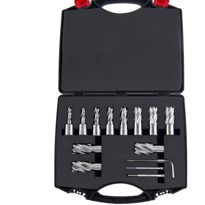 13 Pcs Cutter For Magnetic Drill Bits 7/16" To 1 - 1/16" Cutting Diameter 1" Depth M2al 2 Pilot Pins Wrench Portable Case High Speed Steel Compatibility