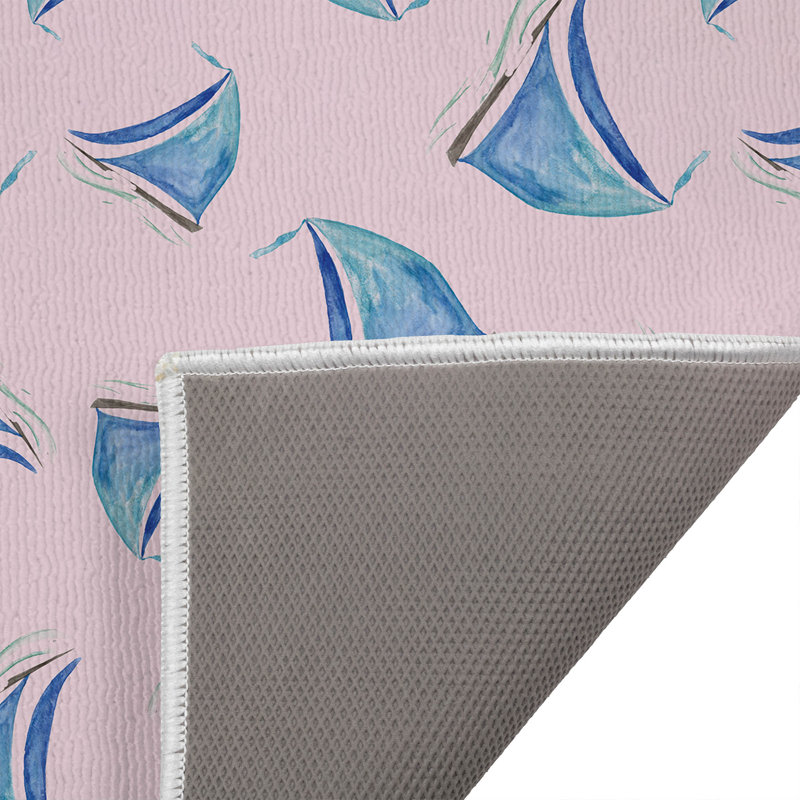 Summer Sailboats Outdoor Doormat, 34'' W x 21'' L, Pink
