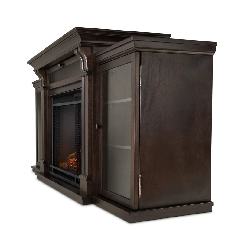 Calie 67'' TV Stand with Fireplace, Dark Walnut