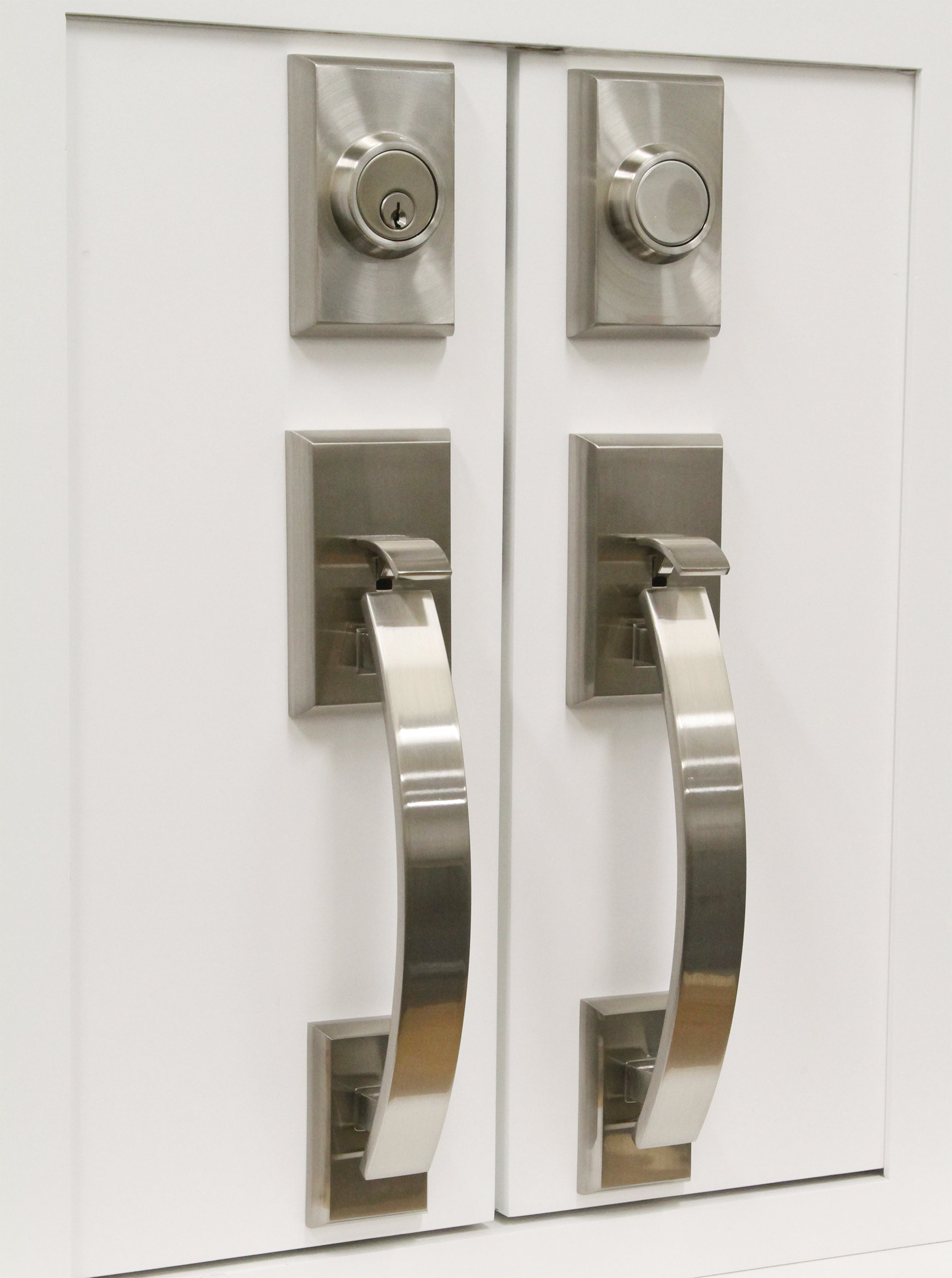 Ariel Cozyblock Double Door Handle Sets With Single Cylinder Deadbolt,  Rectangular Adjustable Entry Door Lock Sets With Dummy (Round Lever,  Brushed Nickel) - Wayfair Canada