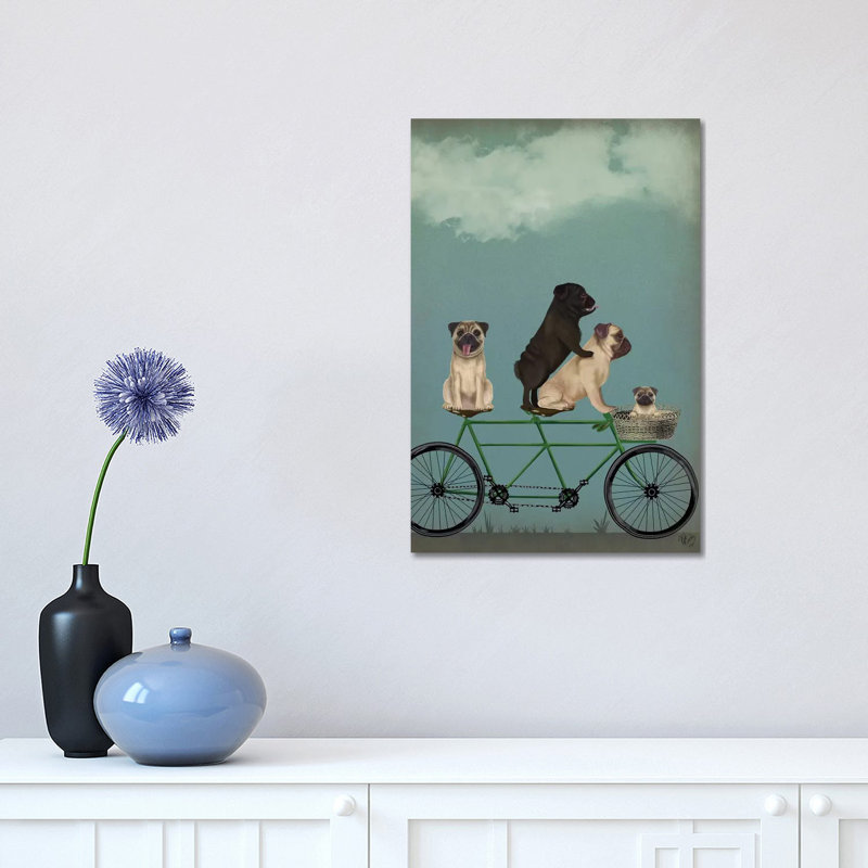 Pug Tandem by Pug Tandem - Print on Canvas, No Frame, 30.48 cm H x 45.72 cm W