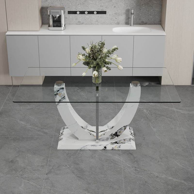 table rectangulaire moderne et simple en verre