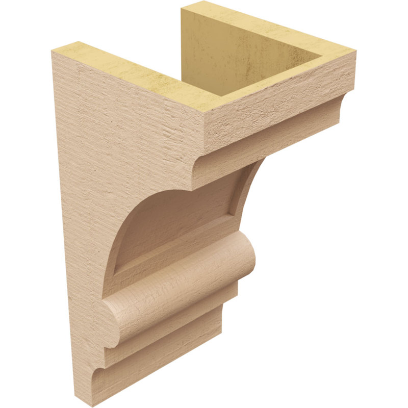 6"W x 6"D x 12"H Diane Rough Cedar Woodgrain TimberThane Corbel, Primed Tan, 12" H x 6" W x 6" D